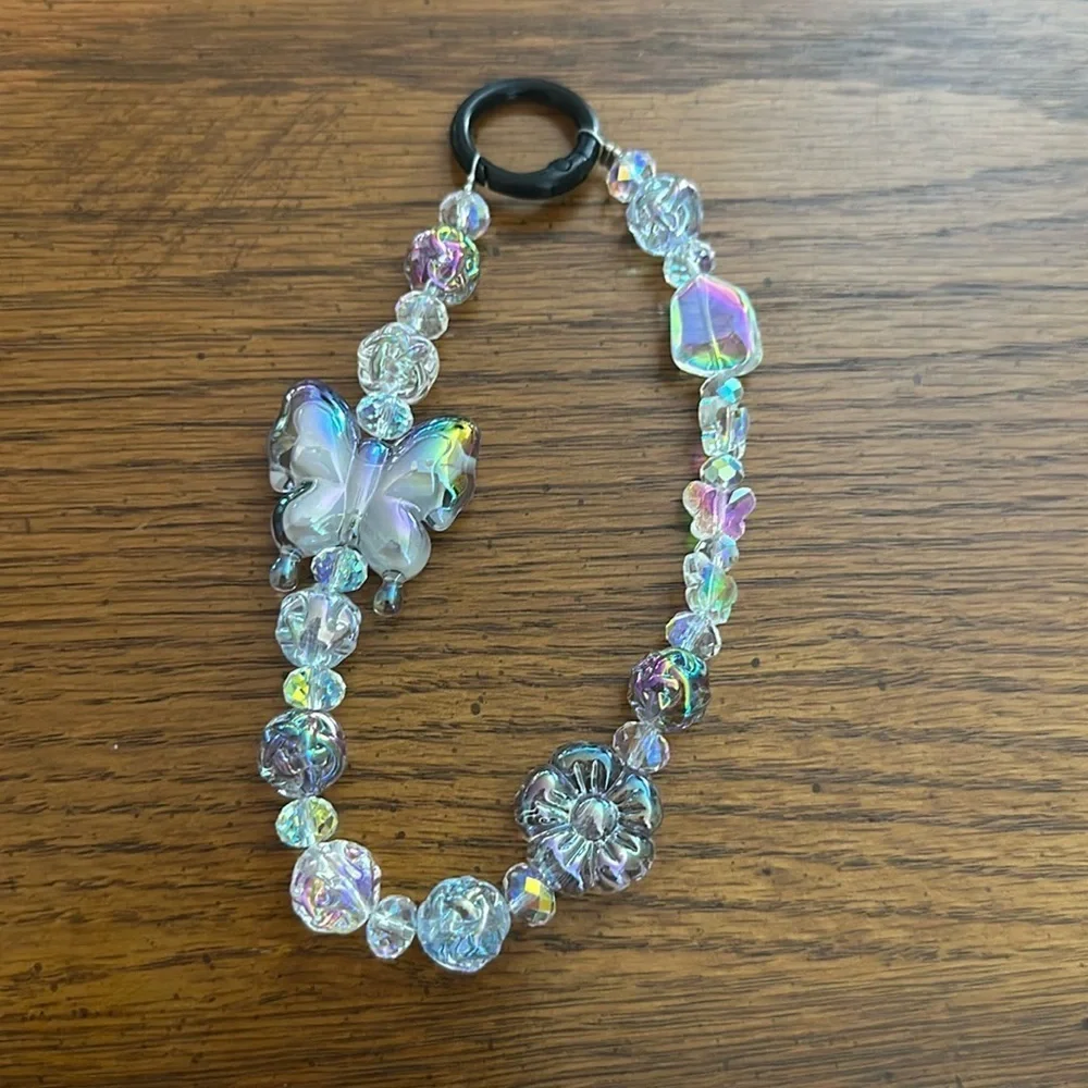Beaded charm keychain